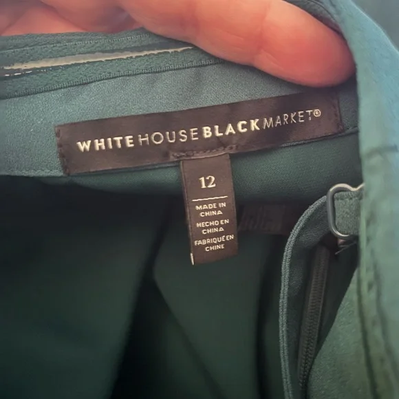 White House Black Market Bustier top gathered waist  rhinestone brooch. Size 12 - Picture 10 of 12